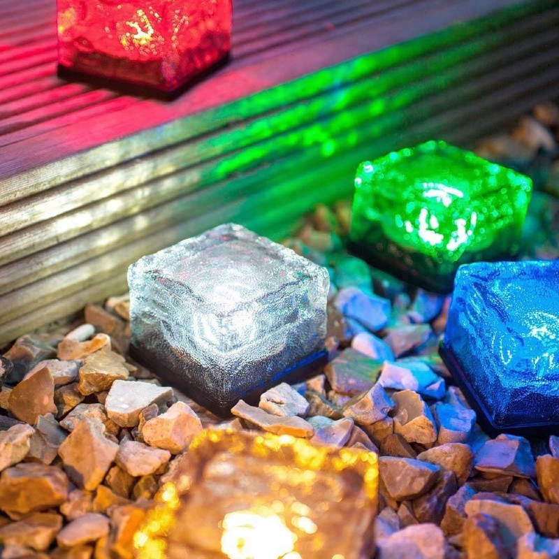 Illuminated glass brick lights