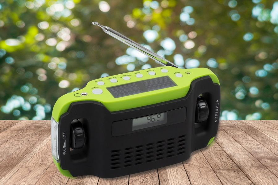 A solar radio on table