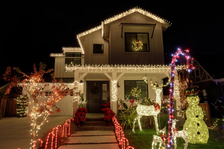 House with Christmas lights