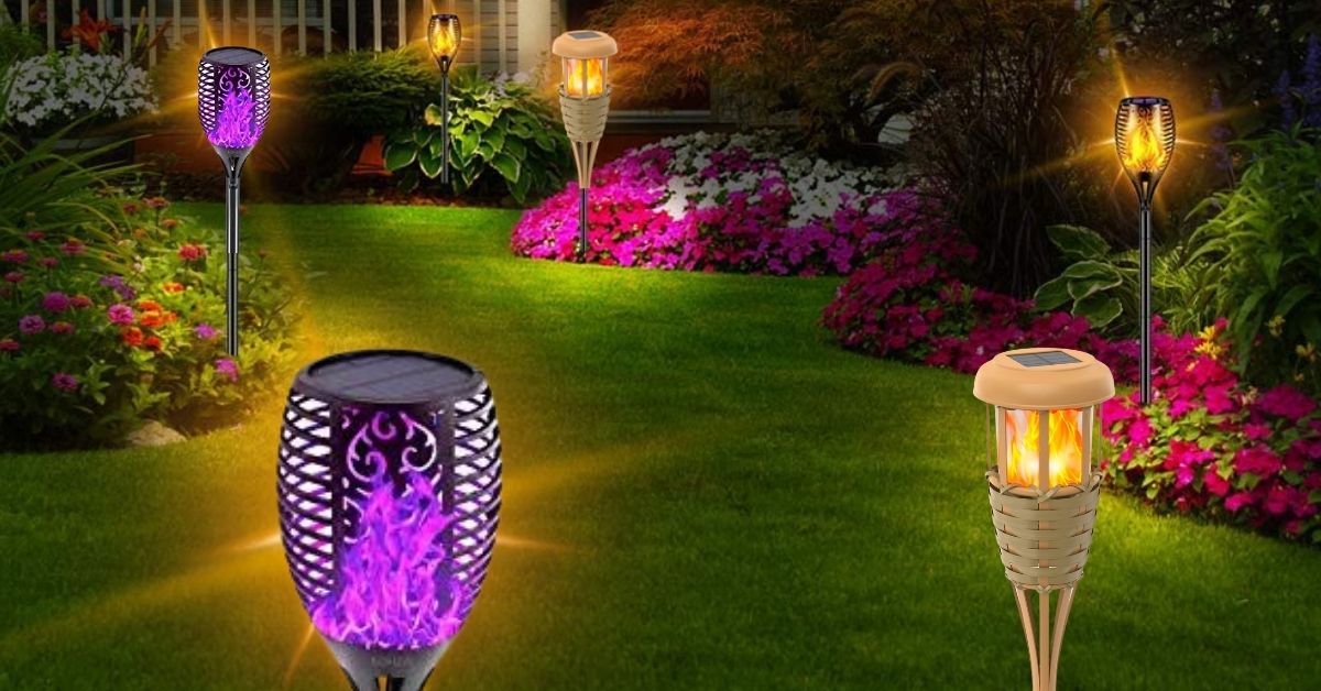 Details about   1-10Pcs 96LED Solar Tiki Torch Light Dancing Flickering Flame Lamp Waterproof US 