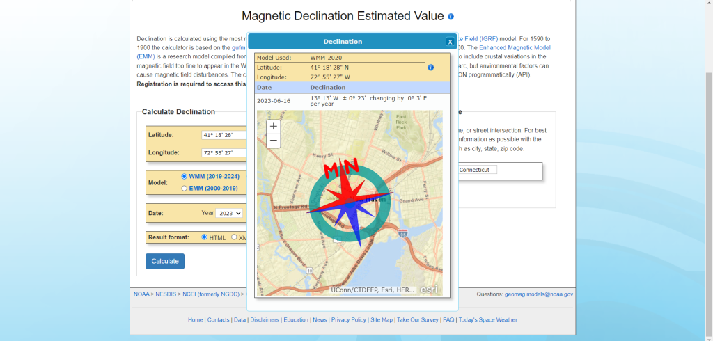 azimuth declination information