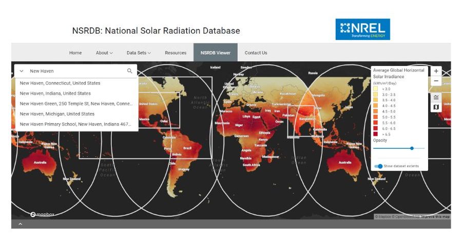 Enter your location into the "Search the NSRDB data catalog" search bar