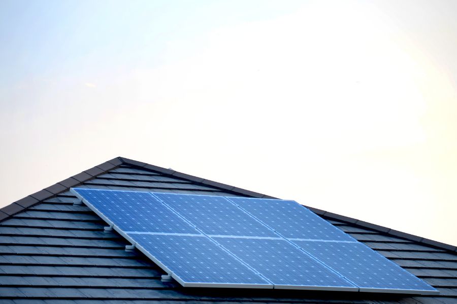 Solar panels on tiled roof