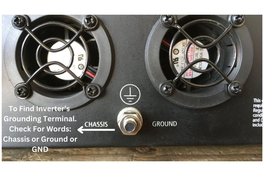 Identify inverter’s grounding terminal