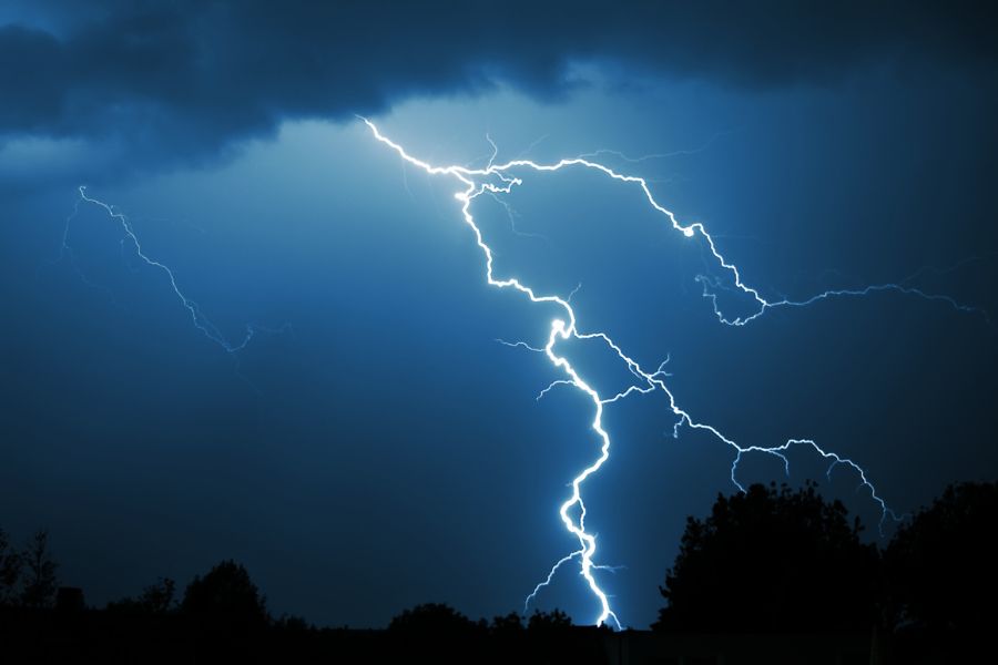 Lighting strike at night