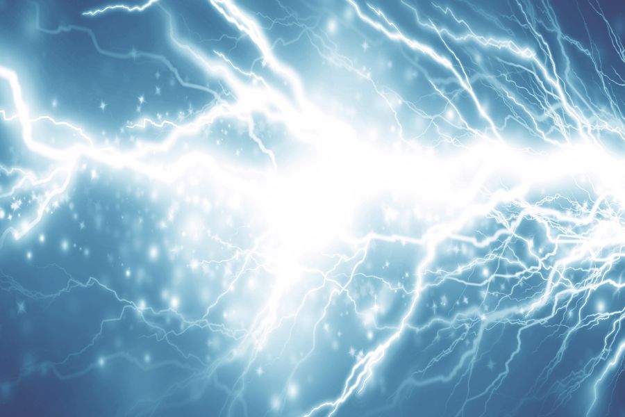 Concept of power surge with electricity sparks