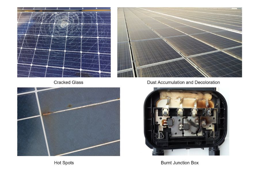 Common defects on solar panels