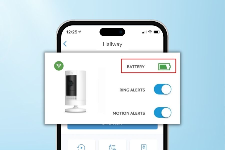 Check battery level of Ring device
