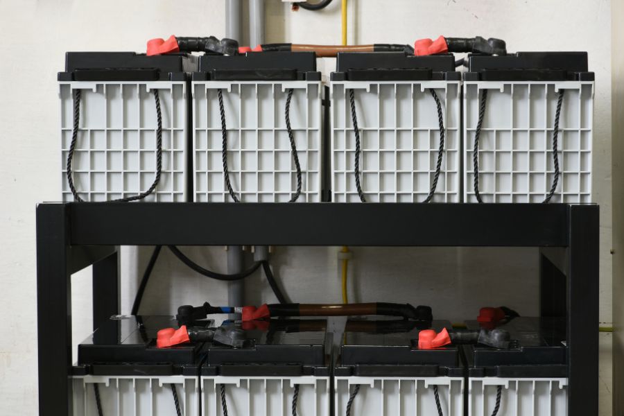 Battery bank to store solar electricity