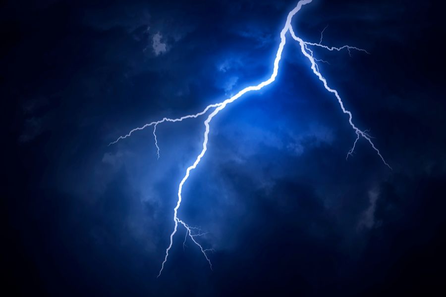 Lighting strikes on cloudy sky