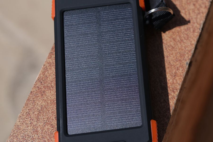 Solar power bank recharging by sunlight